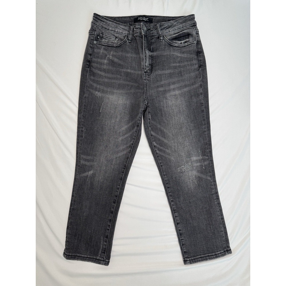 Judy Blue Skinny Fit Capri Black Distressed Jeans Women's Size 5/27‎